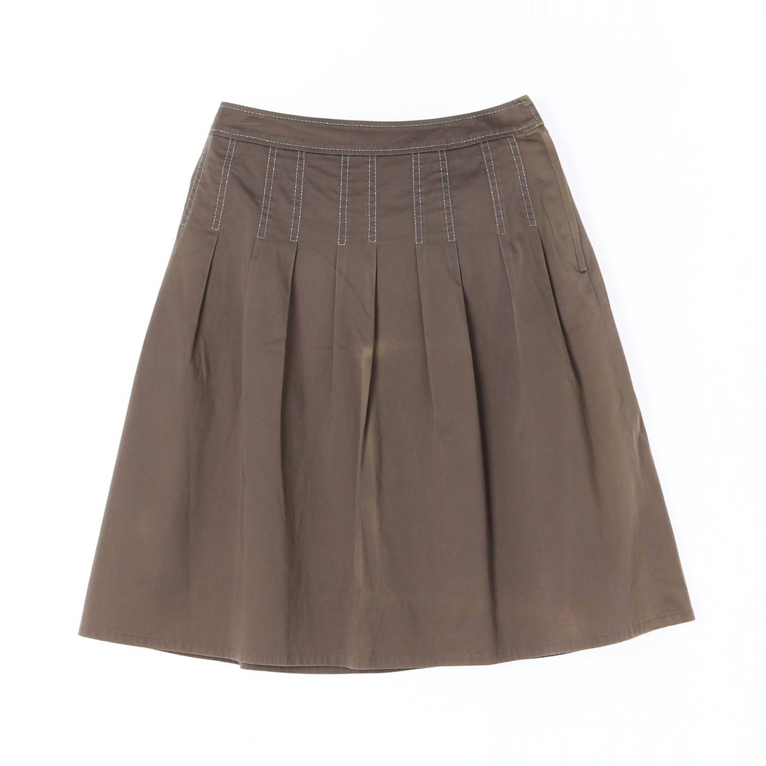 UNGARO 웅가로 플리츠 스티치 브라운 플레어 스커트 WOMAN-M
