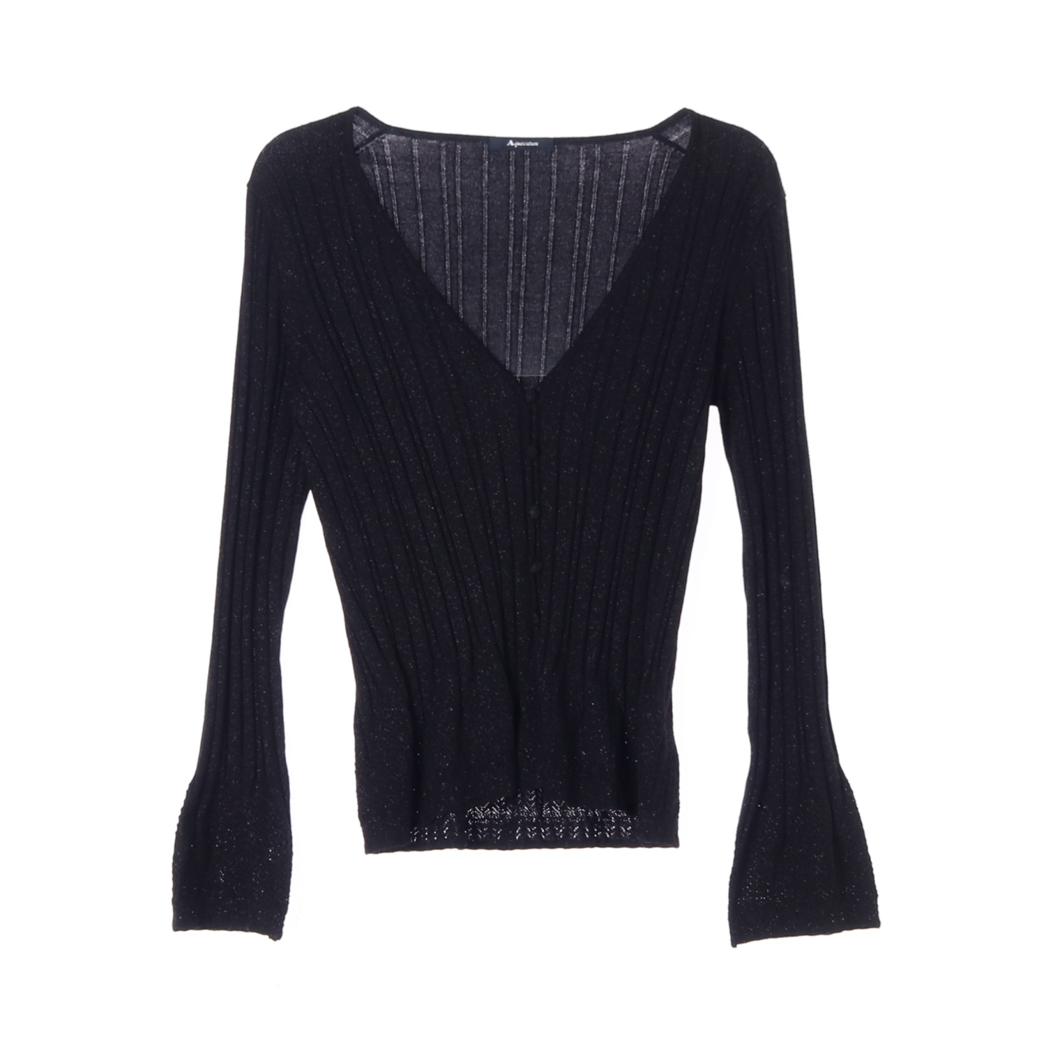 AQUASCUTUM 아쿠아스큐텀 블랙 V넥 플레어 니트 WOMAN-S