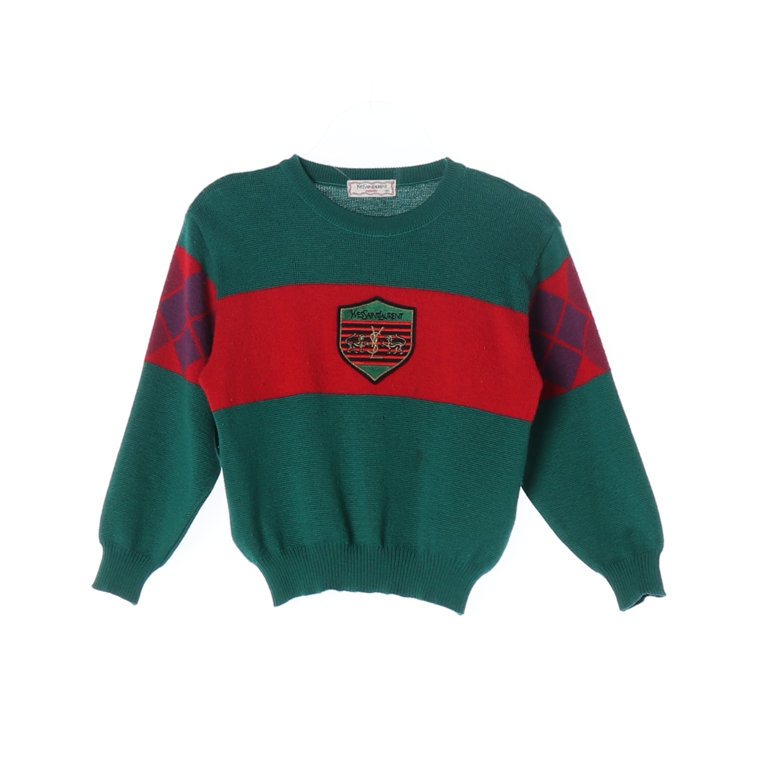 YVES SAINT LAURENT 입생로랑 라운드 그린 레드 니트 KIDS-120