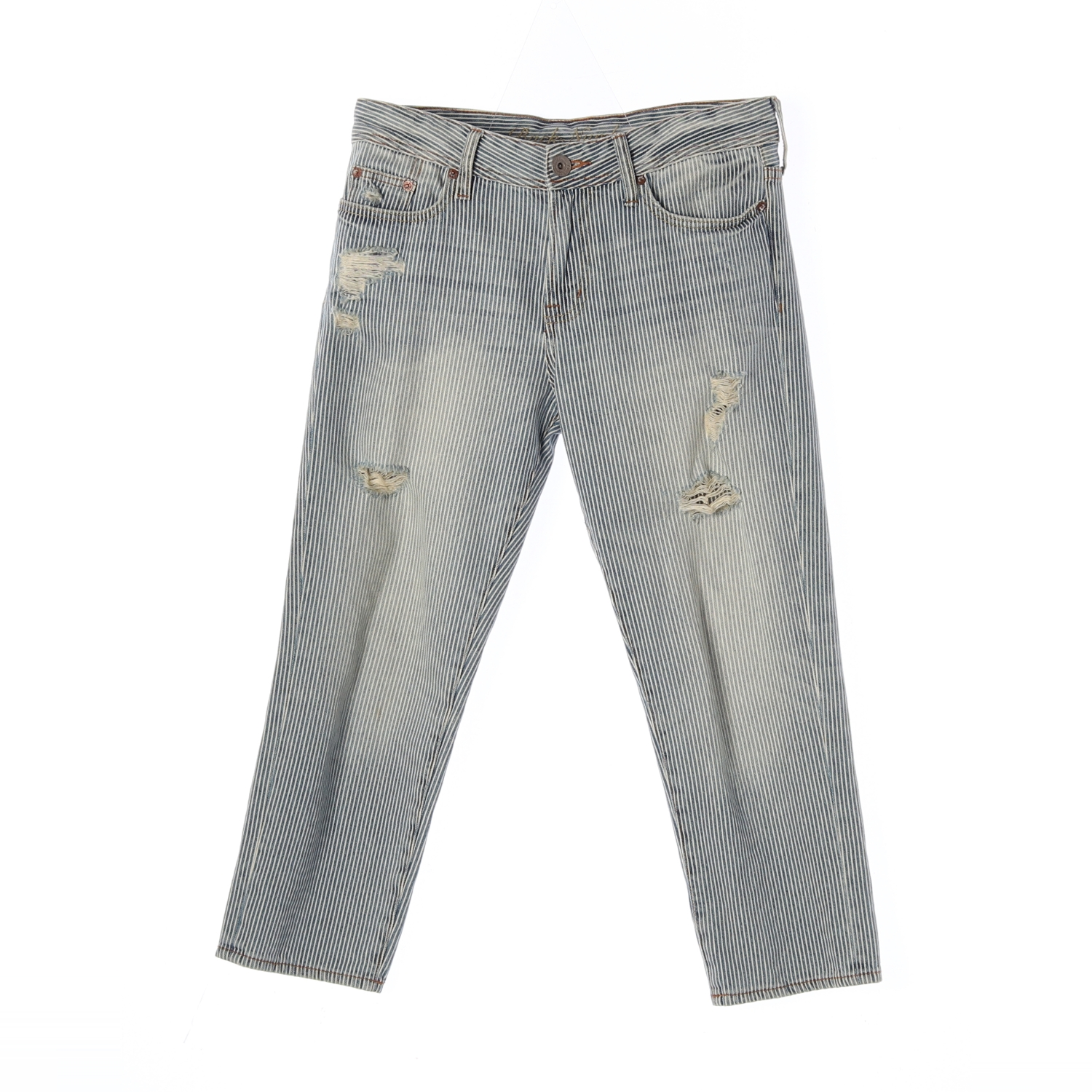 BACK NUMBER 백넘버 스트라이프 데미지 워싱 데님 팬츠 MAN-M