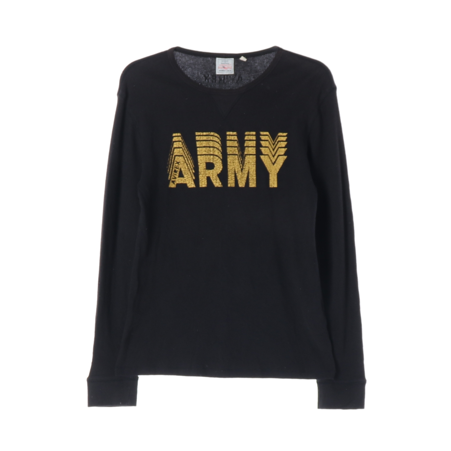 AVIREX 아비렉스 ARMY 빅로고 프린팅 블랙 롱슬리브 티셔츠 MAN-XS