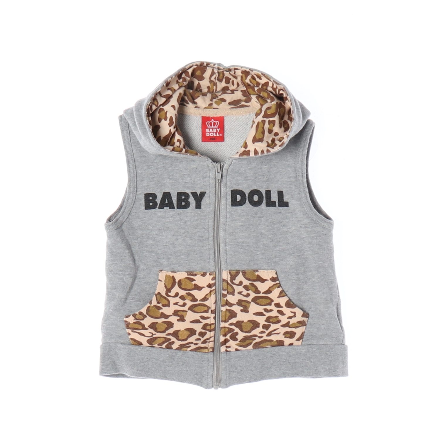 BABY DOLL 베이비돌 레오파드 포인트 그레이 집업 베스트 KIDS-100
