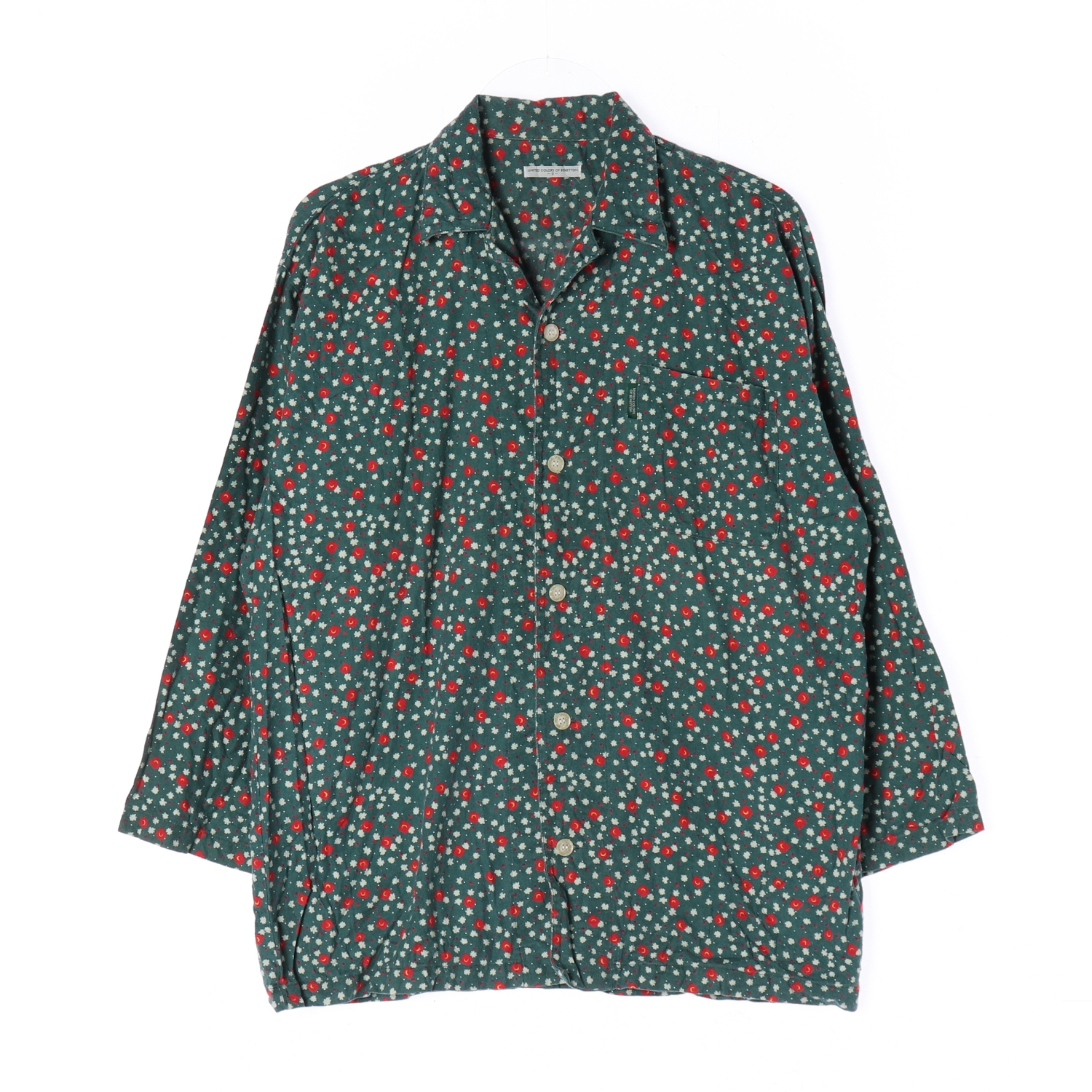 BENETTON 베네통 플라워 패턴 그린 블라우스 WOMAN-XXL