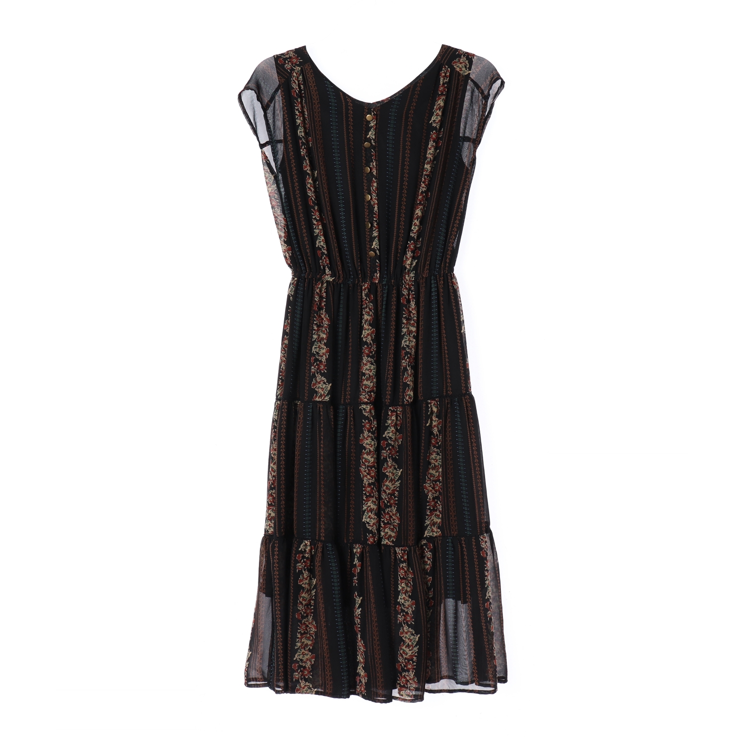 HK WORKS LONDON 블랙 플라워 패턴 캉캉 롱 원피스 WOMAN-M