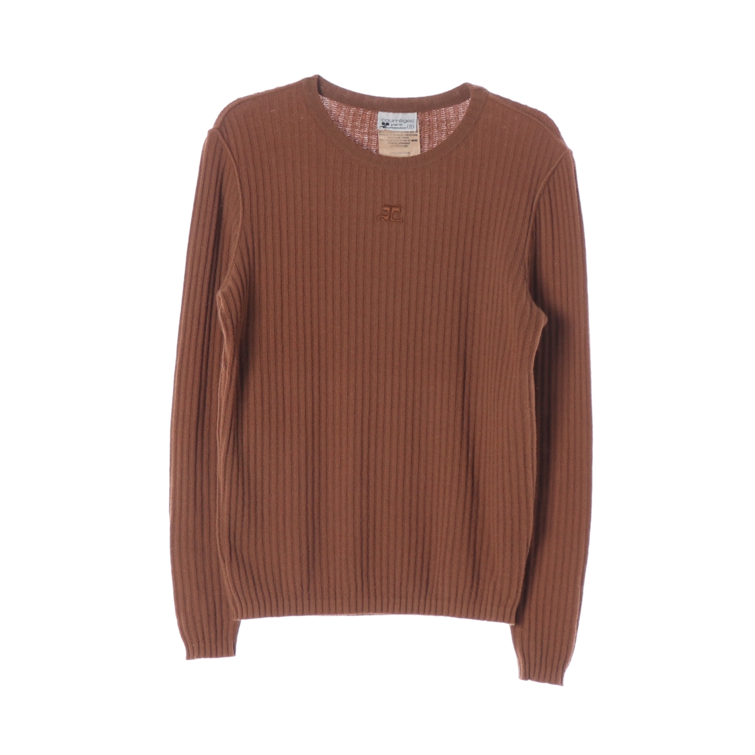 COURREGES 꾸레쥬 브라운 골지 니트 스웨터 WOMAN-S