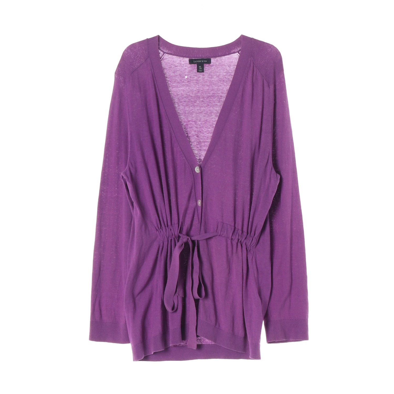 LANDS' END 랜드엔드 퍼플 드로우스트링 니트 가디건 WOMAN-L