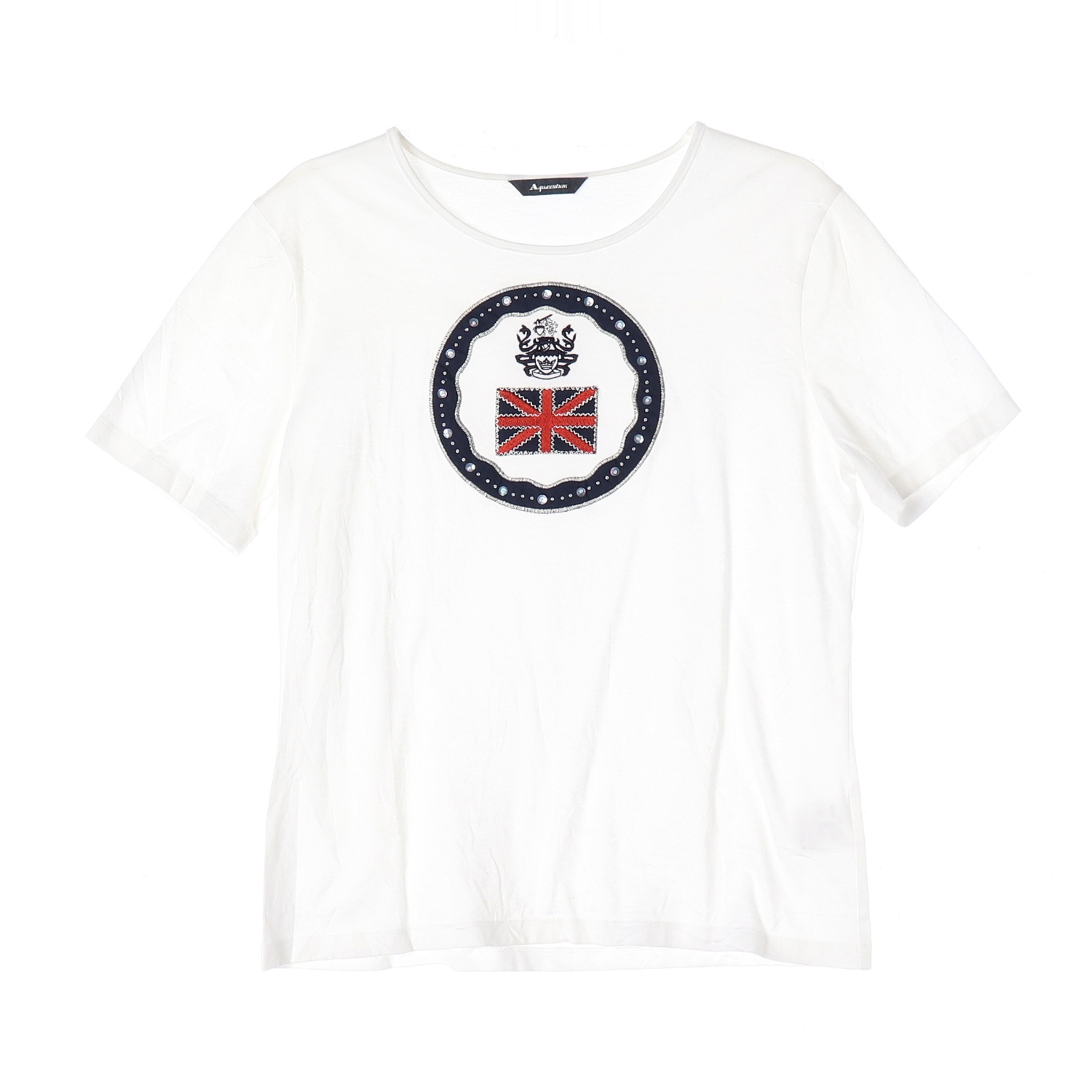 AQUASCUTUM 아쿠아스큐텀 영국 국기 그래픽 반팔 티셔츠 WOMAN-S