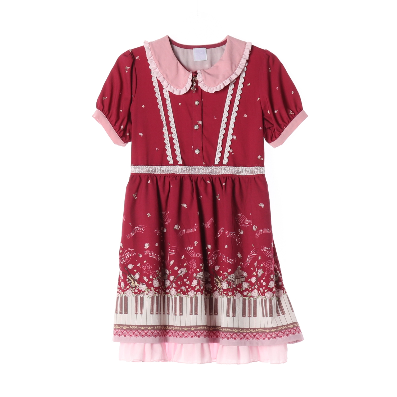 AXES FEMME 엑시즈팜 피아노 프린트 레이스 칼라 원피스 KIDS-130