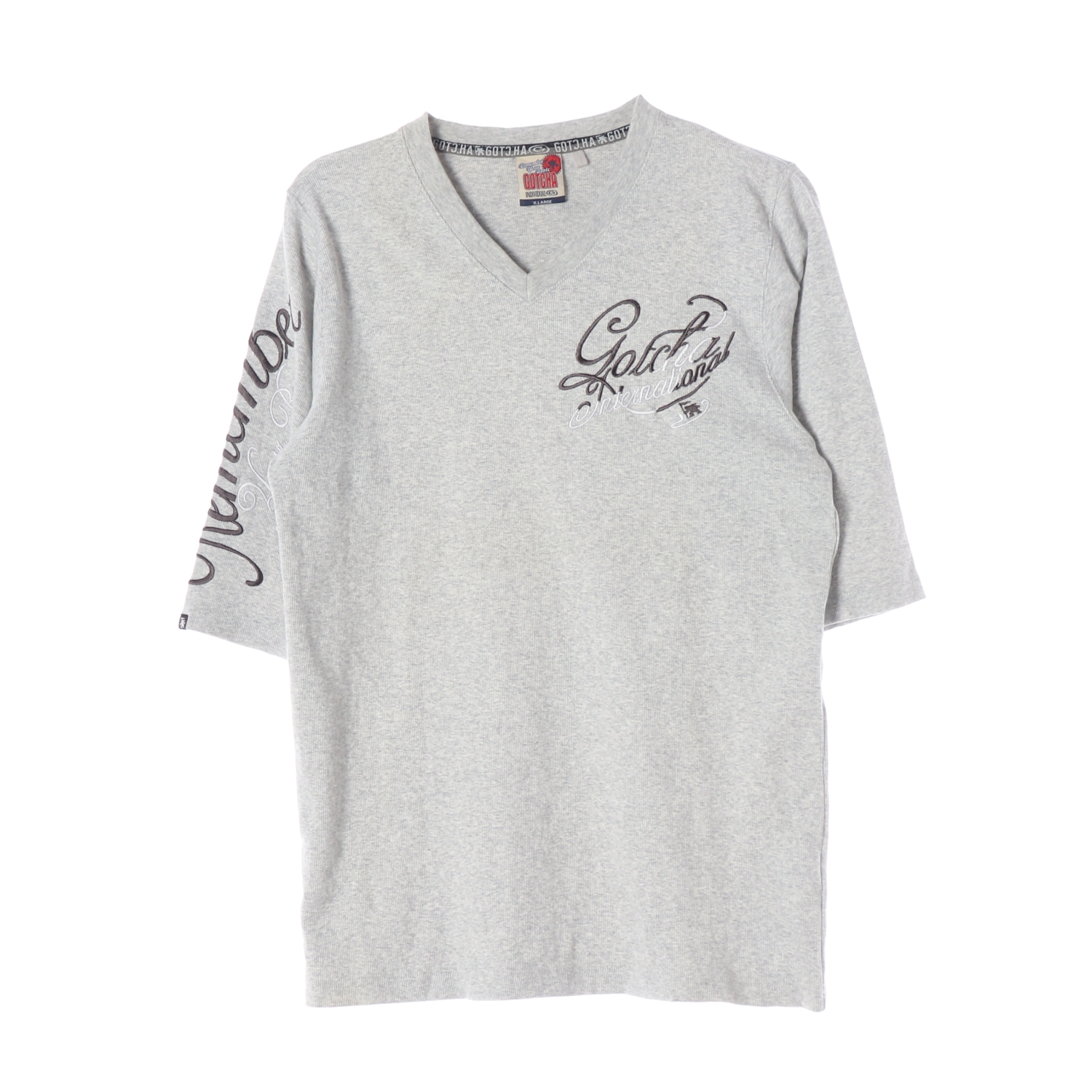 GOTCHA 갓차 로고 프린트 브이넥 티셔츠 MAN-XL