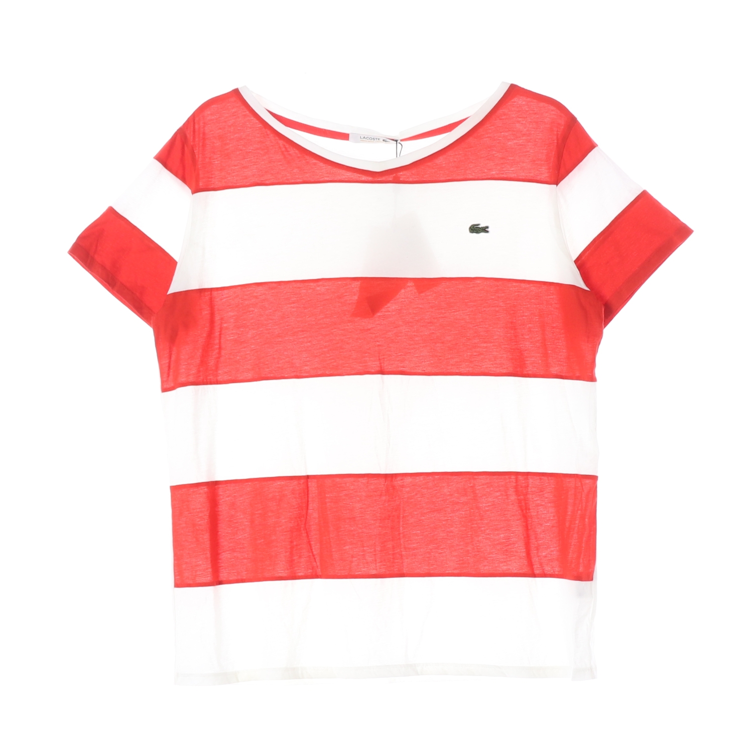 LACOSTE 라코스테 스트라이프 면 티셔츠 WOMAN-L
