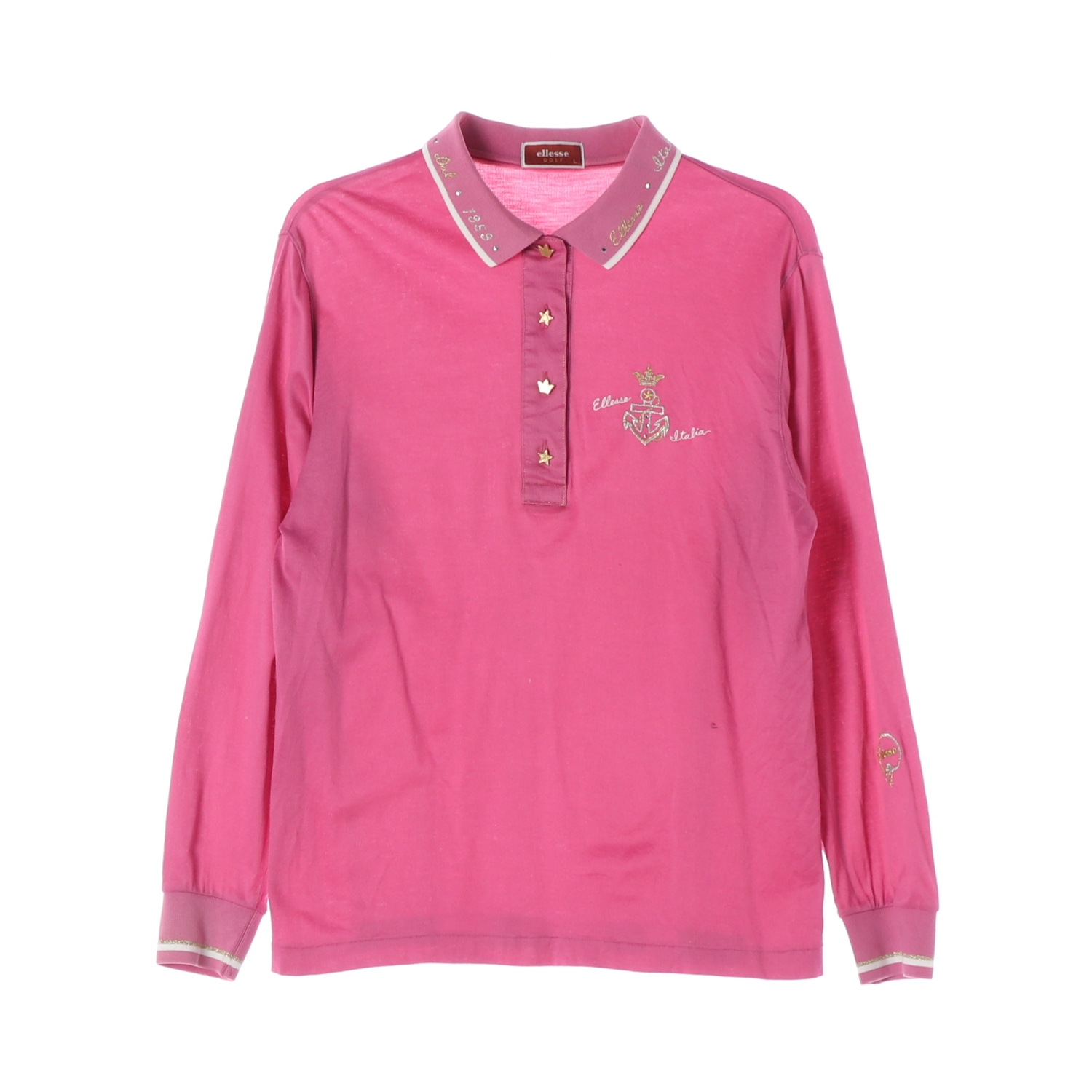 ELLESSE 엘레쎄 핑크 자수 포인트 긴팔 폴로셔츠 WOMAN-L