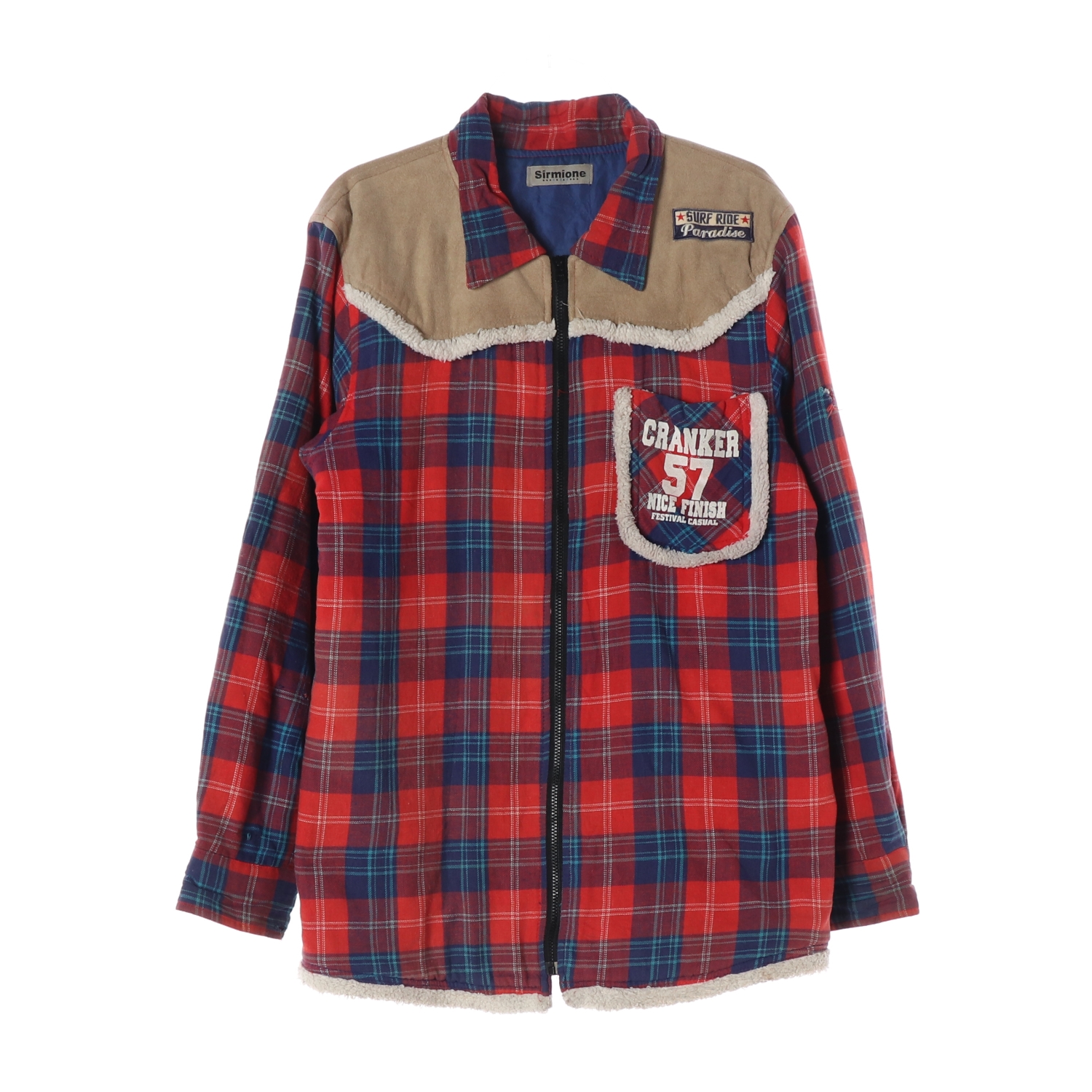 SIRMIONE 시르미오네 체크 패턴 보아 배색 집업 재킷 KIDS-160