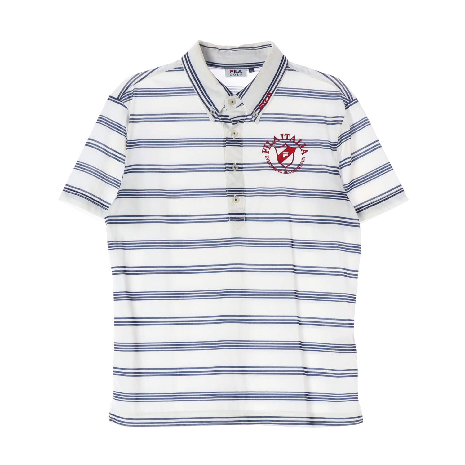 FILA GOLF 휠라골프 스트라이프 로고 자수 반팔 폴로셔츠 MAN-M