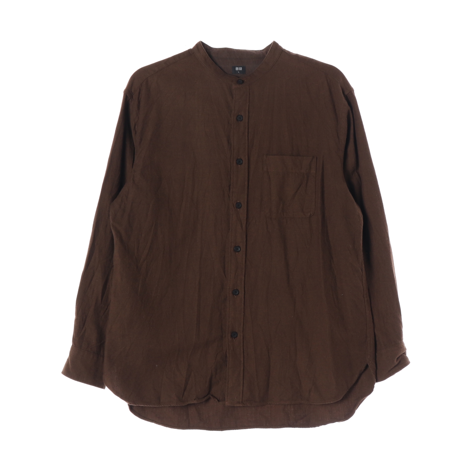 UNIQLO 유니클로 브라운 차이나카라 포켓 셔츠 MAN-L