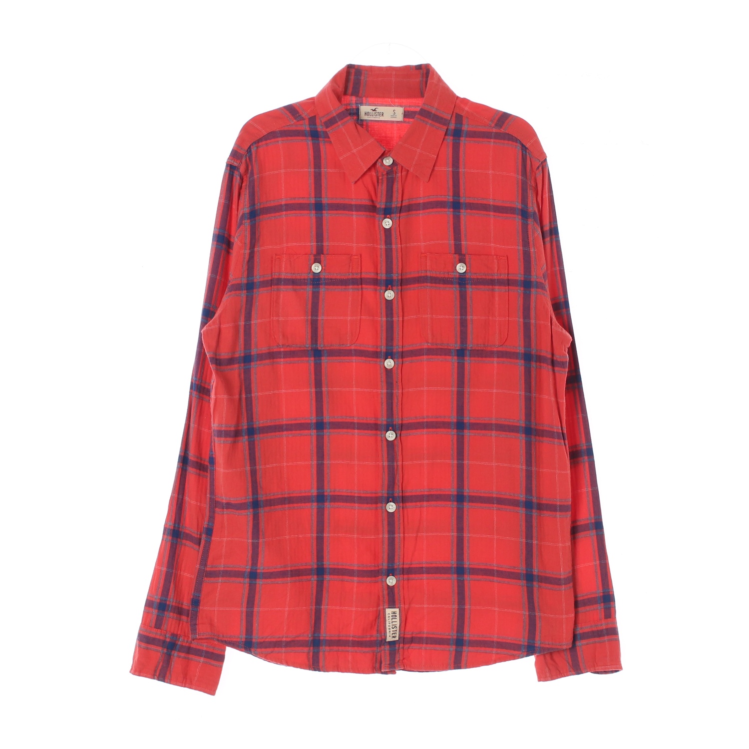 HOLLISTER 홀리스터 레드 체크 포켓 셔츠 남성-S